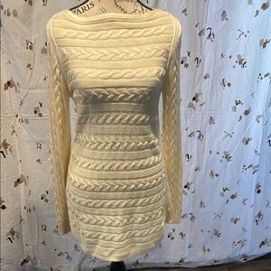 Cream Cable Knit Sweater Dress